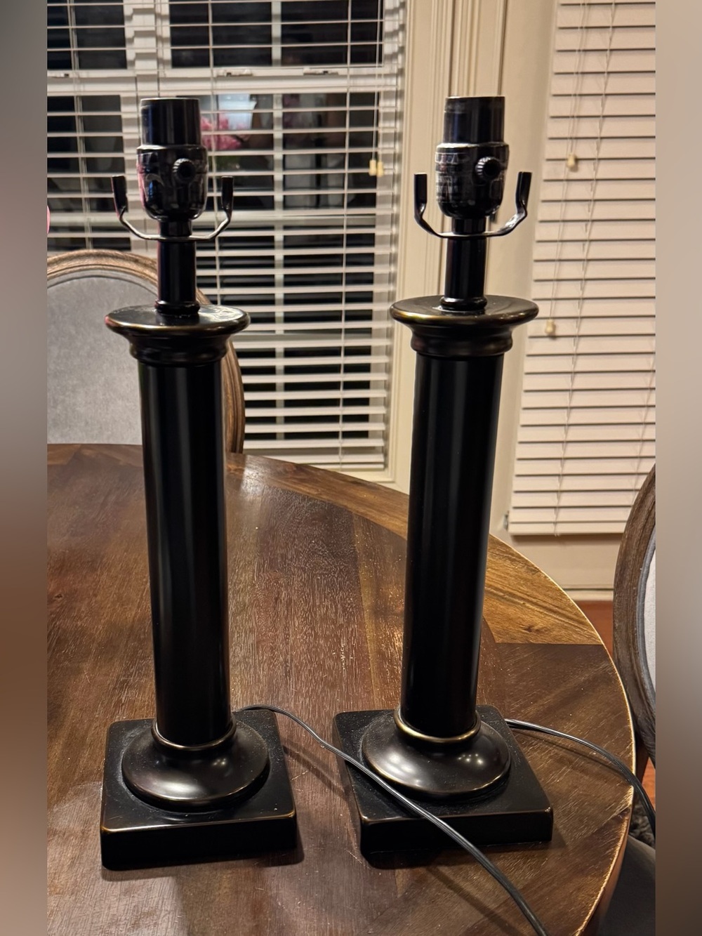 Pair of Black Table Lamp Bases